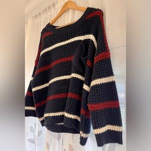 POL Oversized Blue Striped Sweater